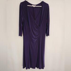 NWOT Coldwater Creek Purple Cross Front Dress.  Vibrant Dress.  Size LG